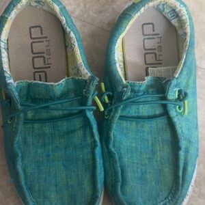 Hey Dude Kids Moccasins in Teal and Yellow